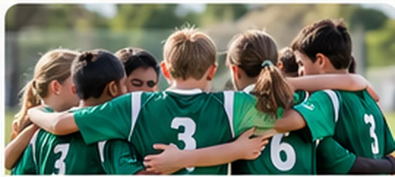 AI-generated image of a school sports team celebrating together